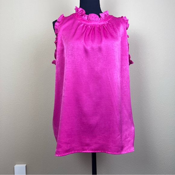 JODIFL Bright Pink Ruffle Blouse - Picture 1 of 9